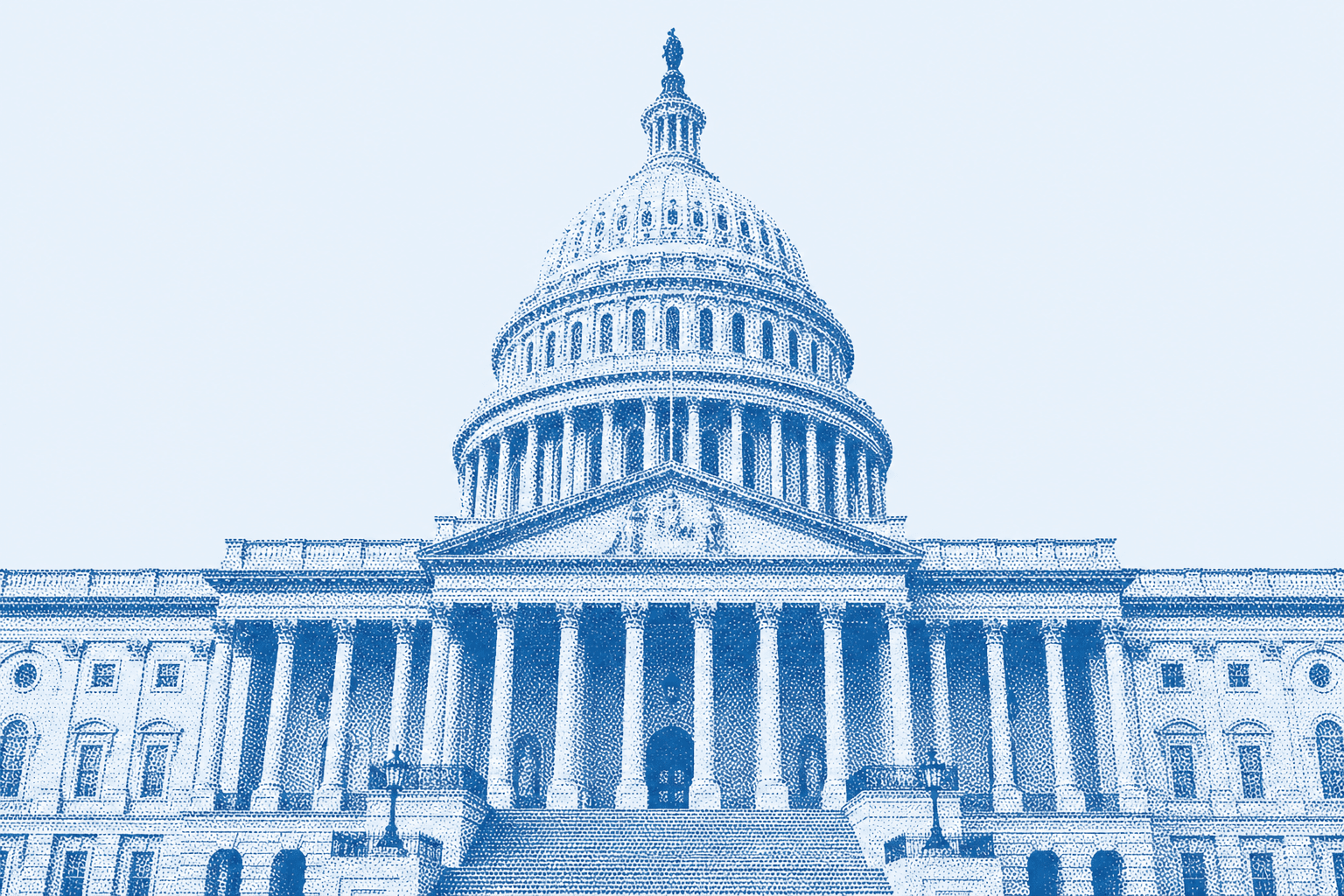 A halftone illustration of the U.S. Capitol building.